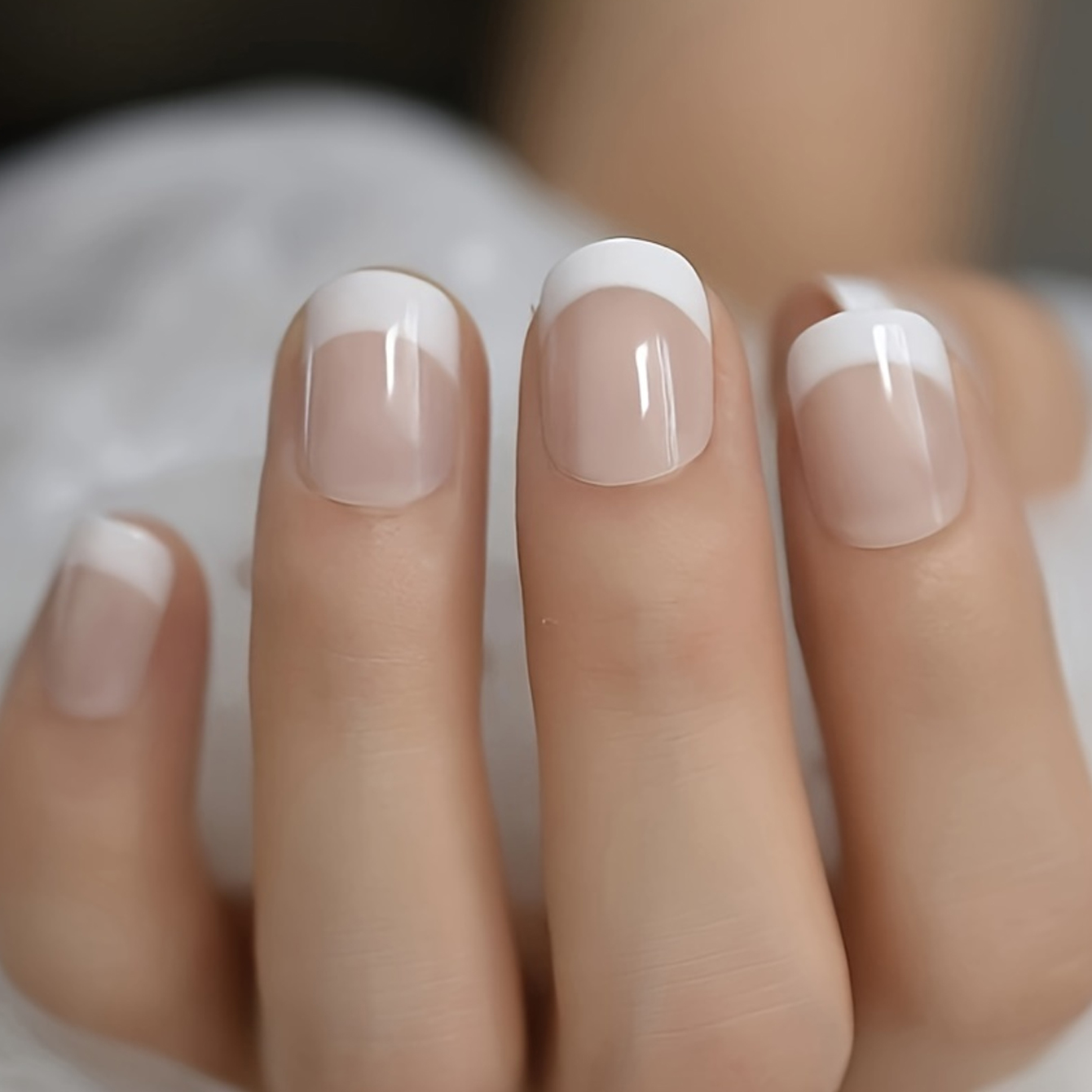 Nail Art French Nails - Conjunto de 24 Unhas Postiças Quadradas