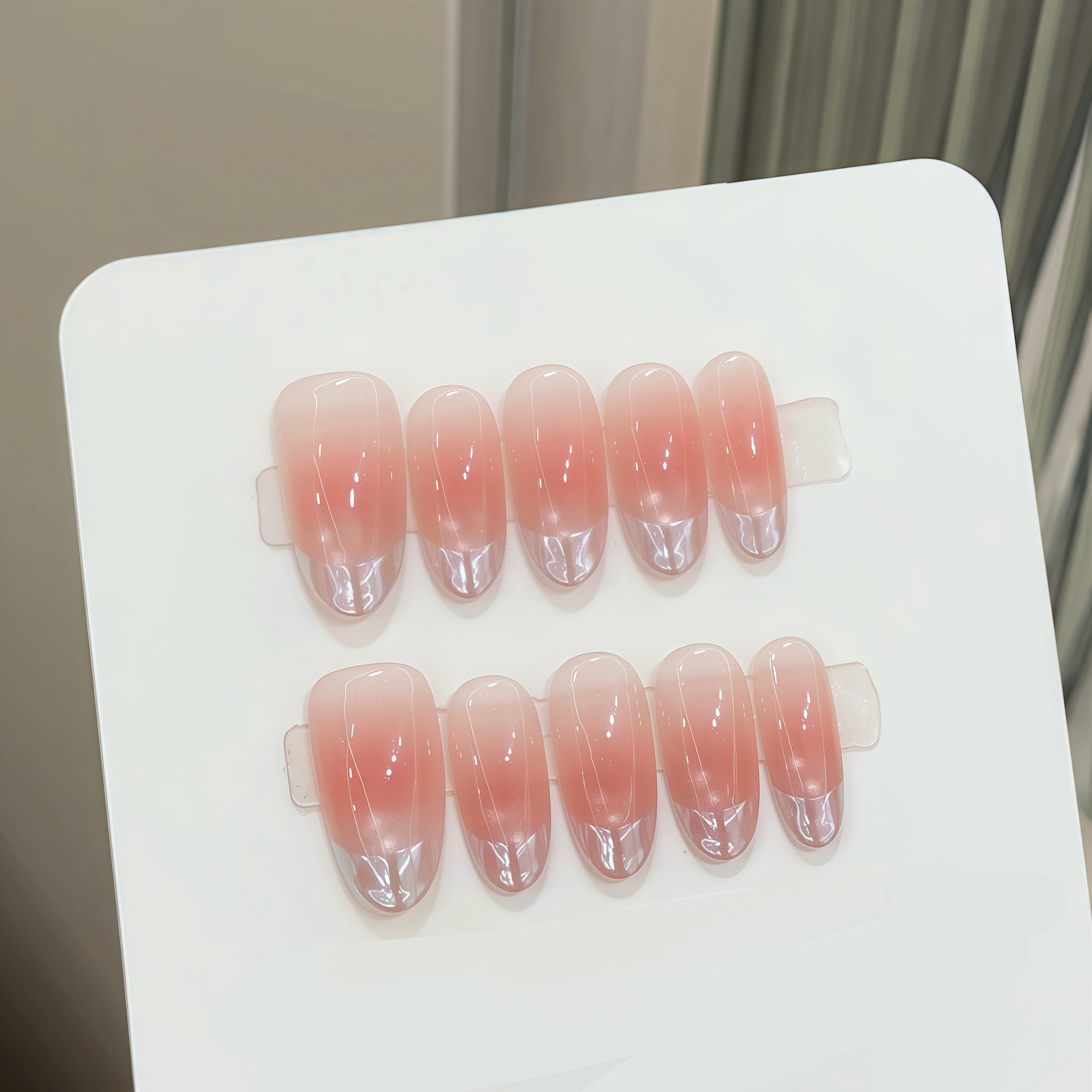 Nail Art French Nails - 10 peças de unhas postiças ovais
