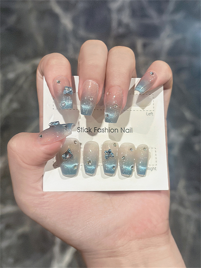 10 Peças de Unhas Postiças Art - Nail Art Ice Blue avaliação e preço