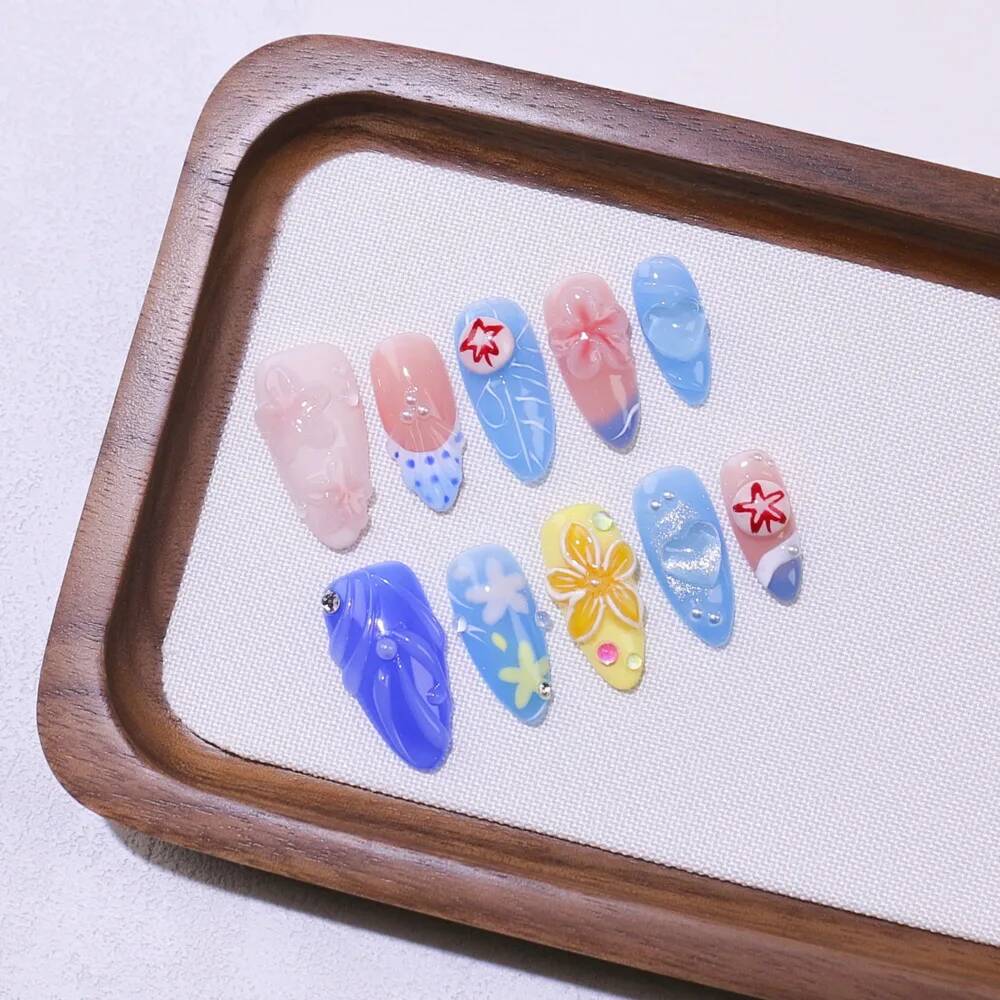 Unhas Postiças de Luxo em Form - Nail Art Ice Blue avaliação e preço