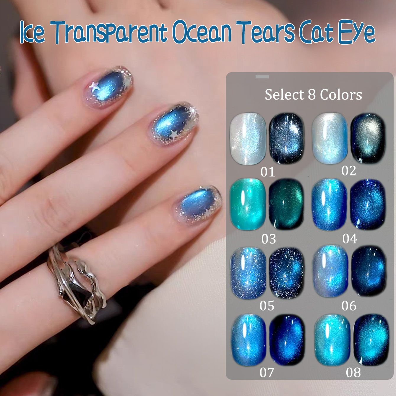 SHAKA 1-8 peças Popular de Ver - Nail Art Ice Blue avaliação e preço