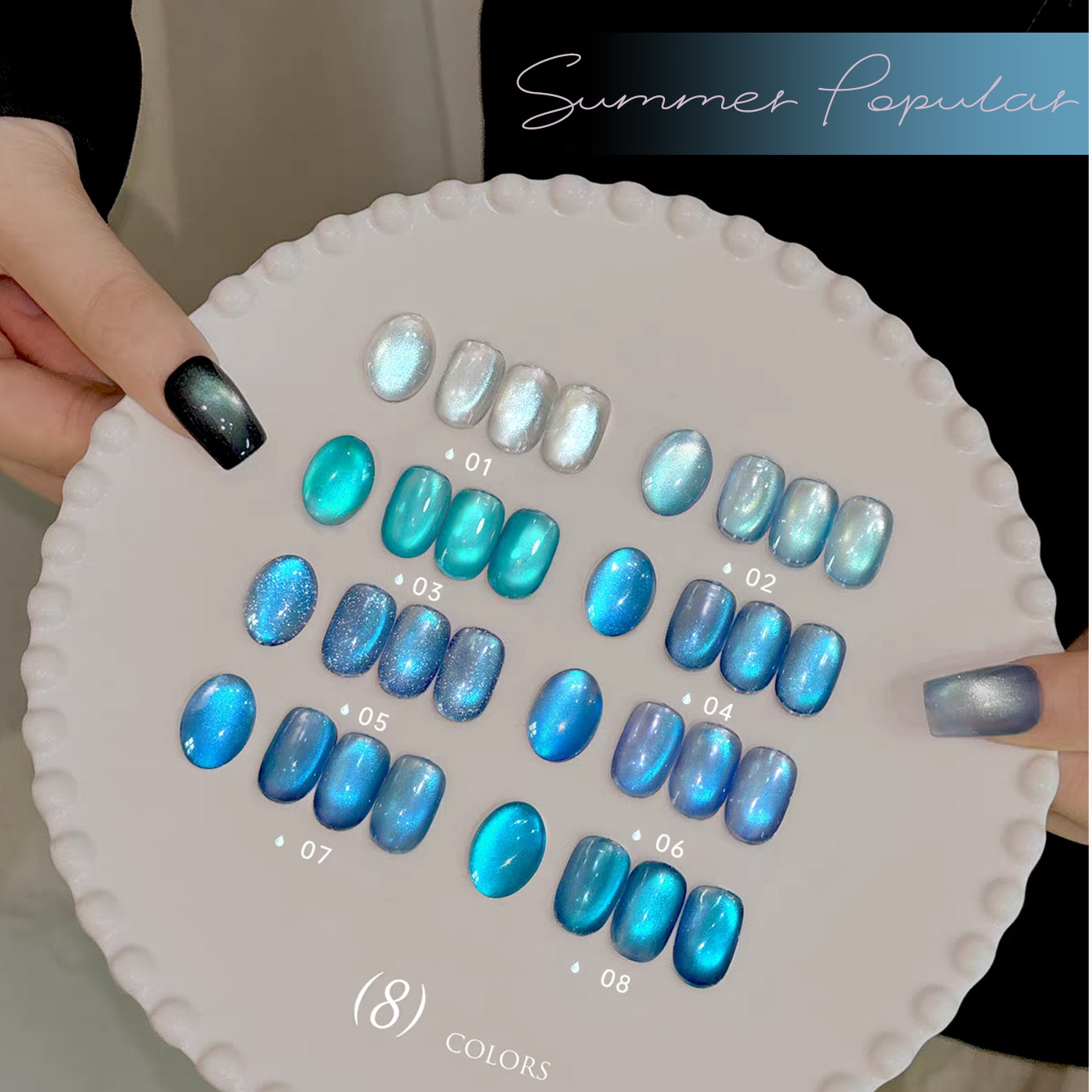 SHAKA 1-8 peças Popular de Ver - Nail Art Ice Blue avaliação e preço