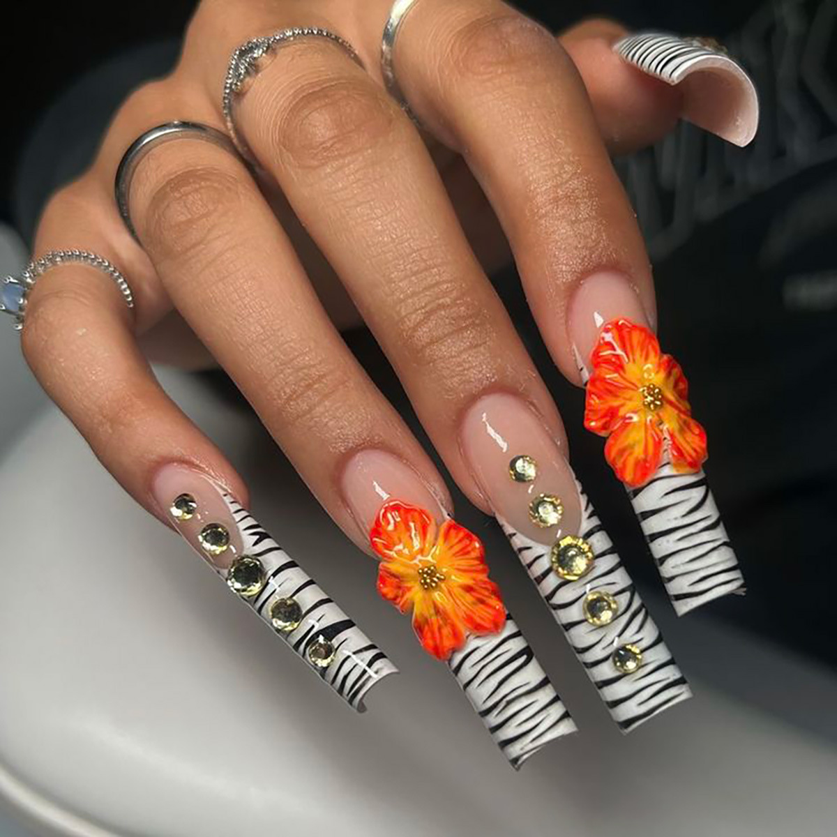 24 pçs flor imprensa em unhas  - Nail Art French Nails avaliação e preço